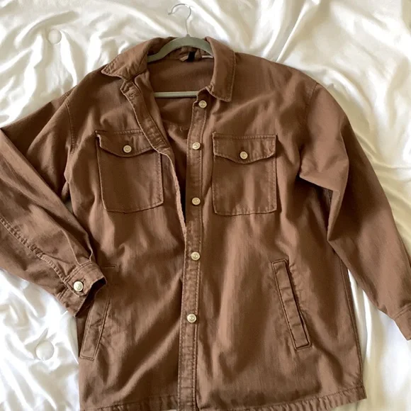 H&M Jackets Coats Brown Oversized Hm Jean Jacket Poshmark